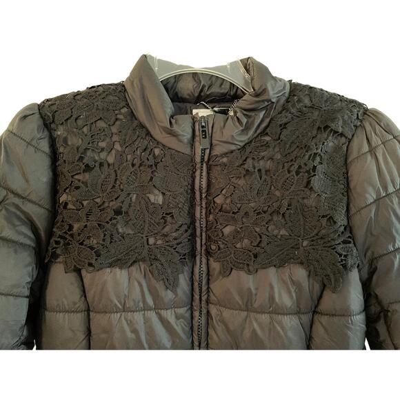 Blugirl Blumarine Puffer Jacket with Lace Overlay on Shoulders Size Small - Picture 1 of 8